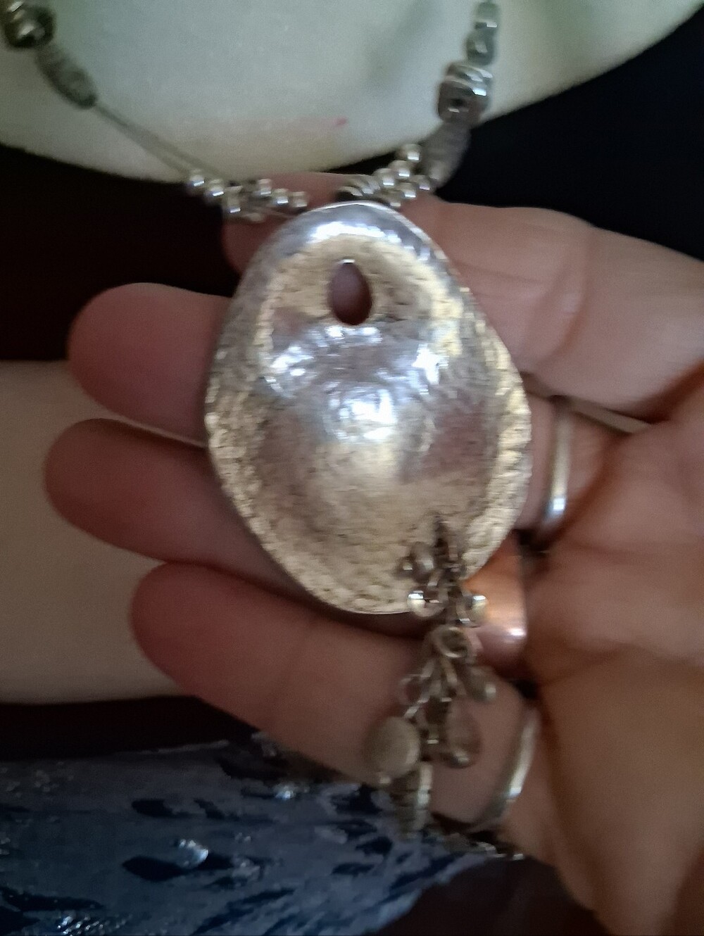 Handcrafted Silver-Tone Pendant Necklace - Elegant Statement Jewelry